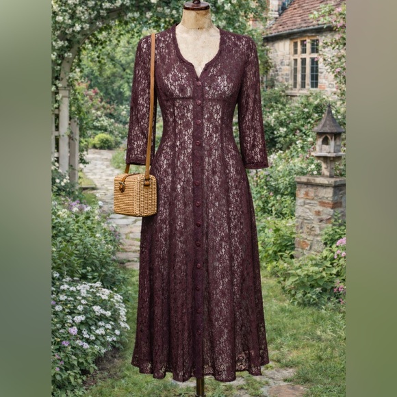 My Michelle Dresses & Skirts - Vintage 1990’s My Michelle Purple Lace Sheer Maxi Dress